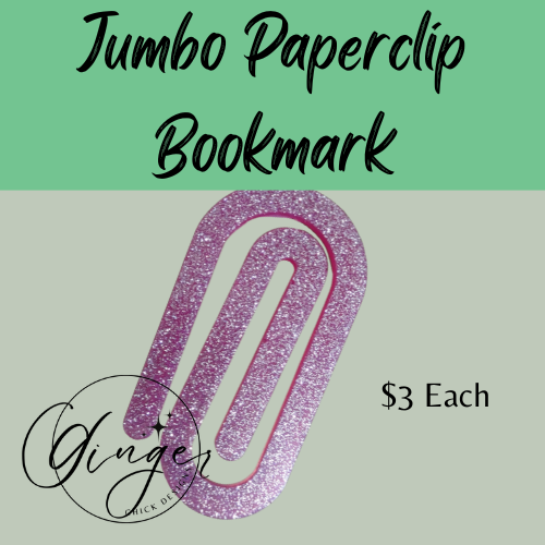 Pink with Glitter Jumbo Paperclip