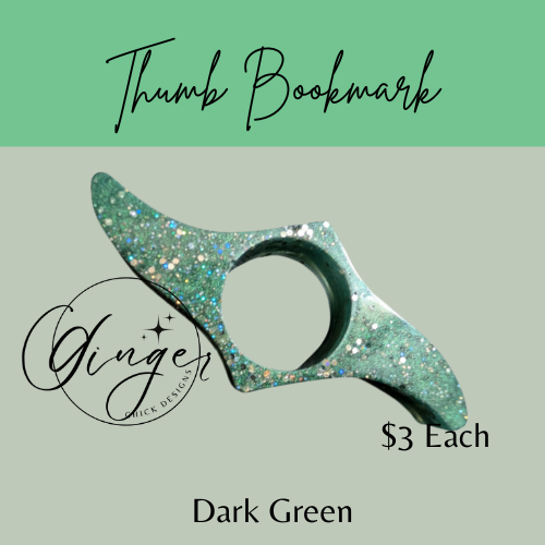 Dark Green with Glitter Thumb Bookmark