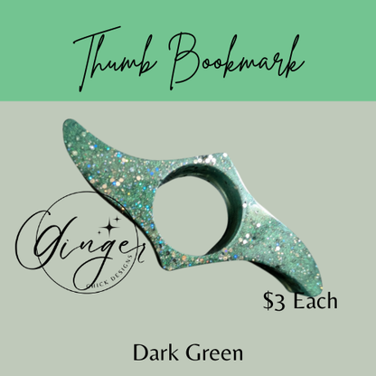 Dark Green with Glitter Thumb Bookmark