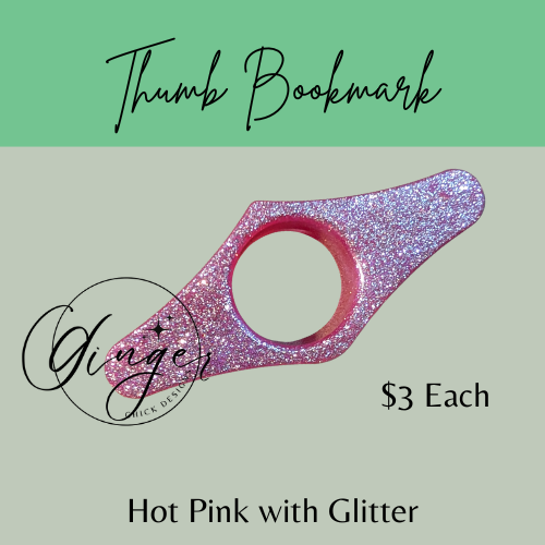 Hot Pink with Glitter Thumb Bookmark