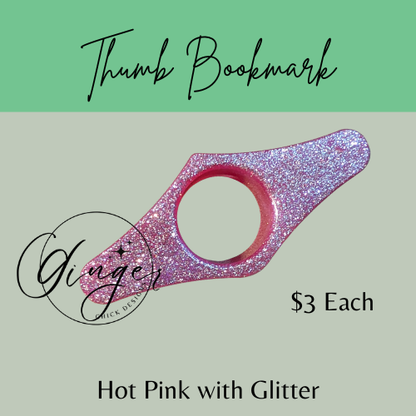 Hot Pink with Glitter Thumb Bookmark