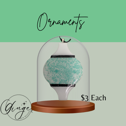 Teal Lace Ceramic Tile Ornament