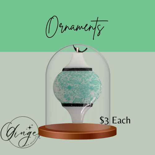 Teal Lace Ceramic Tile Ornament