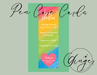 Rainbow Pen Care Card