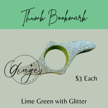 Lime Green with Glitter Thumb Bookmark