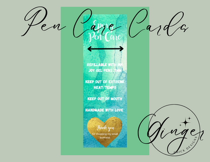 Turquoise Water Color Pen Care Card