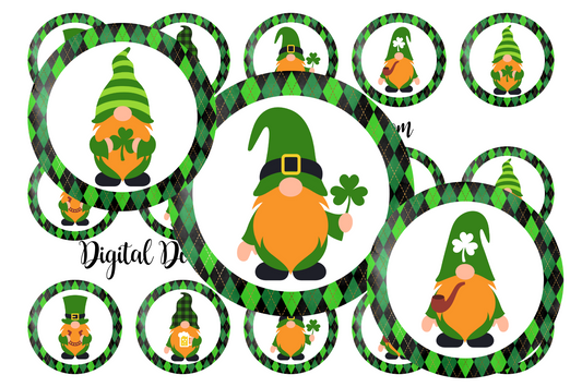 St. Patty's Day Gnome Bottle Cap Images