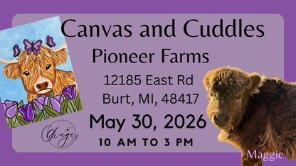 Canvas & Cuddles: Tulip Highland Cow Paint & Farm Experience