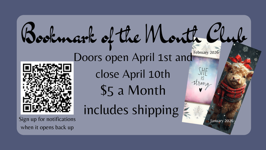 Bookmark of the Month Club – $5/month ✨📚