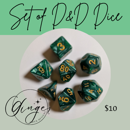 Dark Green Pearl Dice Set