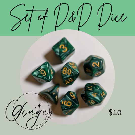 Dark Green Pearl Dice Set