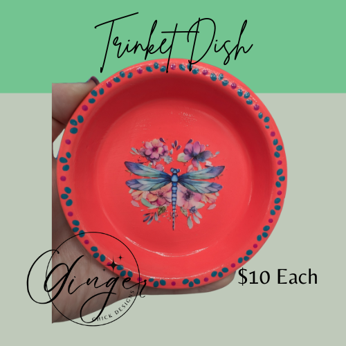 Dragonfly Mixed Media Art Trinket Dish
