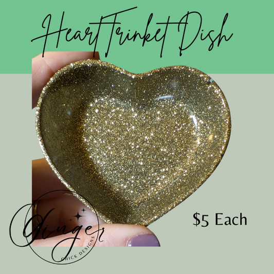 Green Gold Heart Trinket Dish