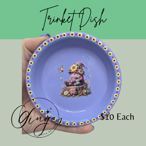 Garden Gnome Mixed Media Art Trinket Dish