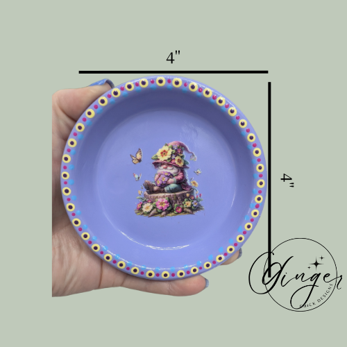 Garden Gnome Mixed Media Art Trinket Dish
