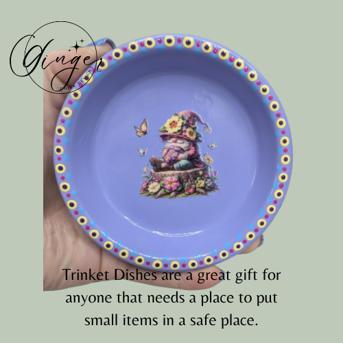 Garden Gnome Mixed Media Art Trinket Dish