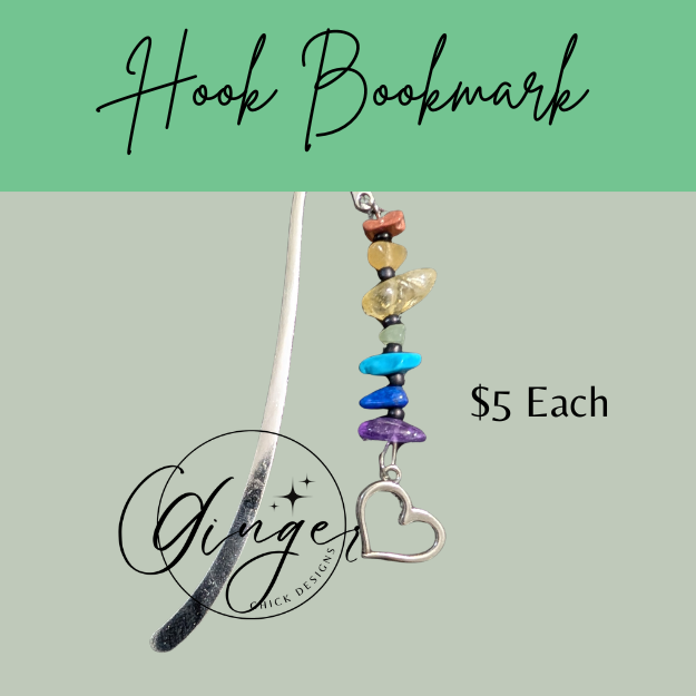 Gemstones with Heart Hook Bookmark