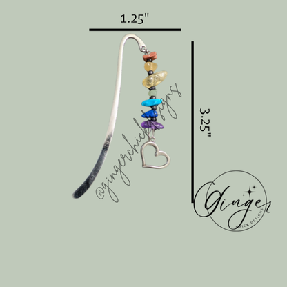 Gemstones with Heart Hook Bookmark