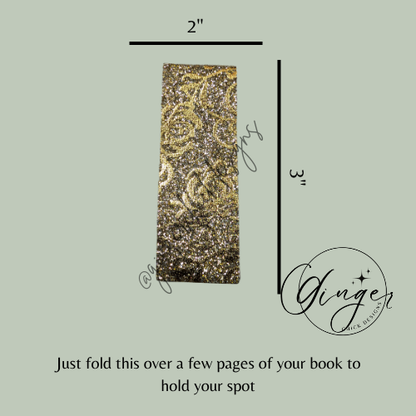 Gold Roses Leather Magnetic Bookmark