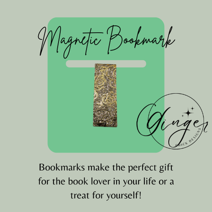Gold Roses Leather Magnetic Bookmark