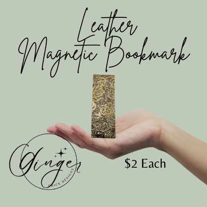 Gold Roses Leather Magnetic Bookmark