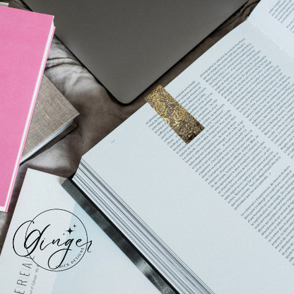 Gold Roses Leather Magnetic Bookmark