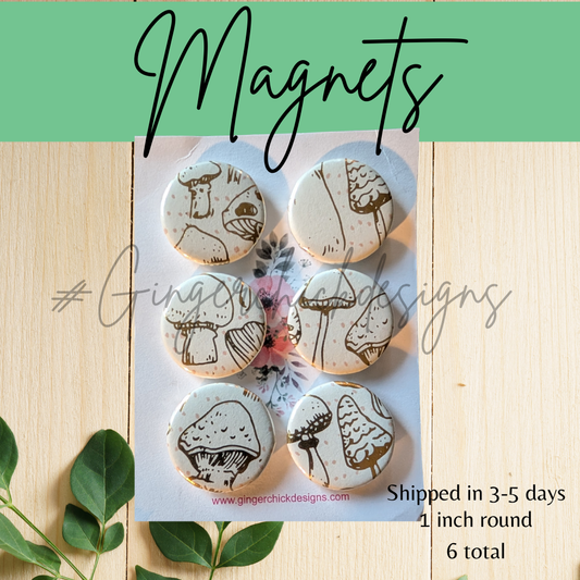 Golden Mushroom Button Magnets