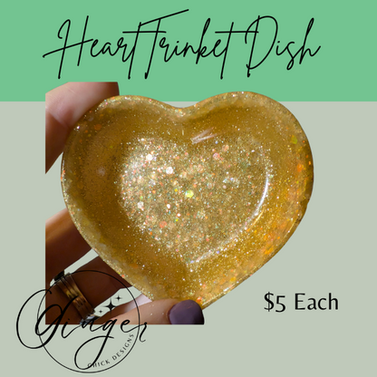 Golden Sparkle Heart Trinket Dish