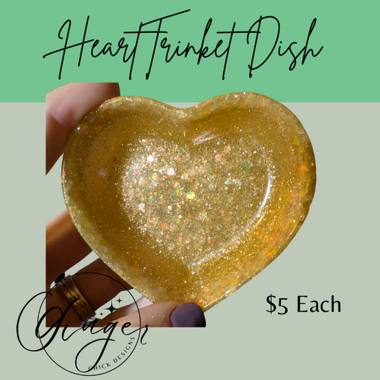 Golden Sparkle Heart Trinket Dish