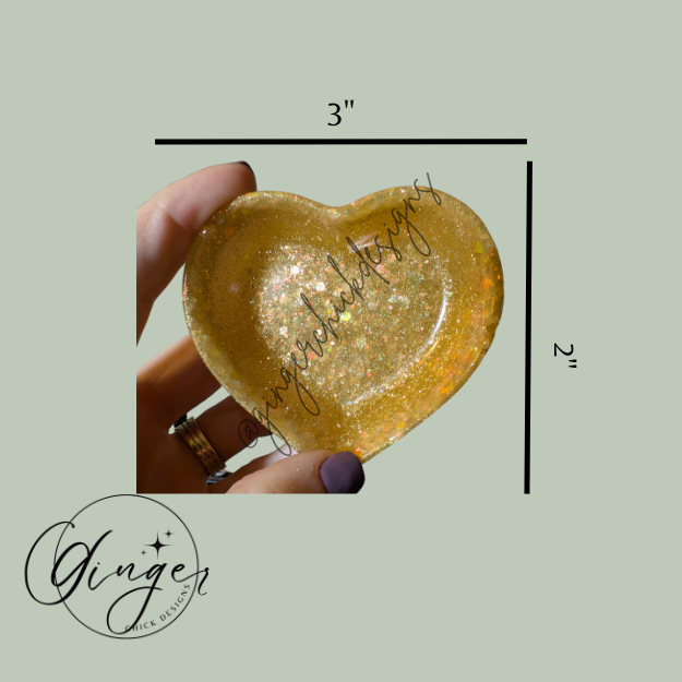 Golden Sparkle Heart Trinket Dish