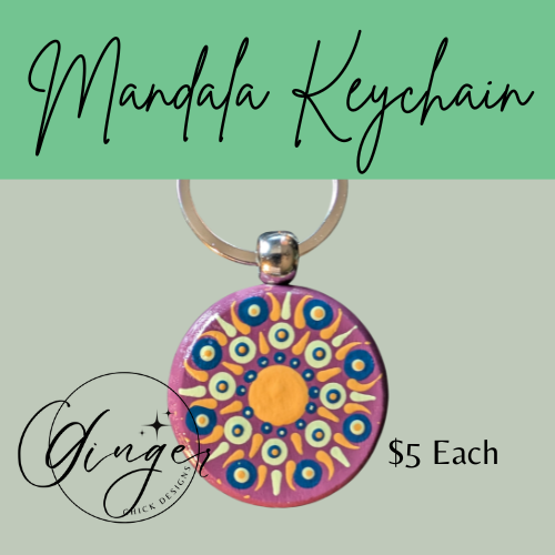 Golden Sun Mandala Dot Keychain