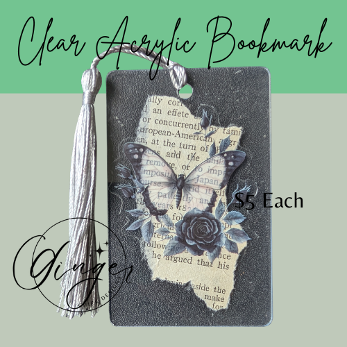 Goth Butterfly Dictionary Acrylic Bookmark