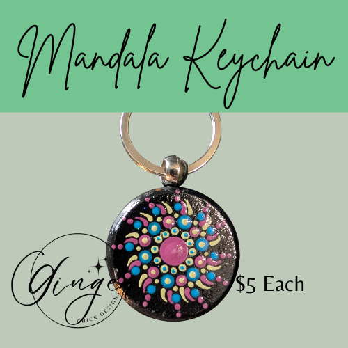 Grape Pinwheel Mandala Dot Keychain