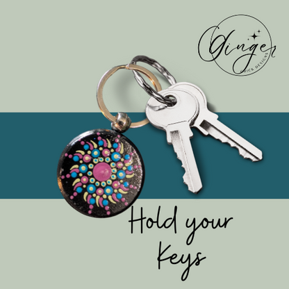 Grape Pinwheel Mandala Dot Keychain