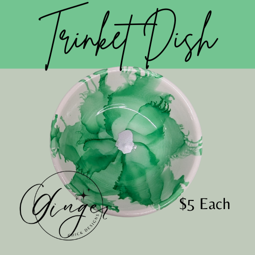 Green Flower Trinket Dish
