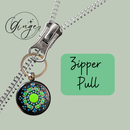 Green Slim Mandala Dot Keychain