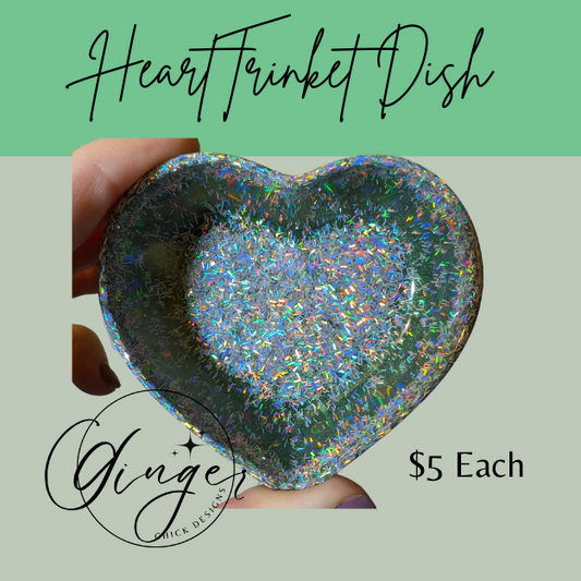 Green Holographic Heart Trinket Dish