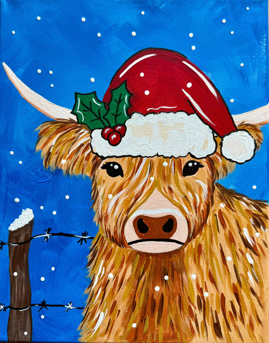 Holiday Highland Cow Paint Party Kit