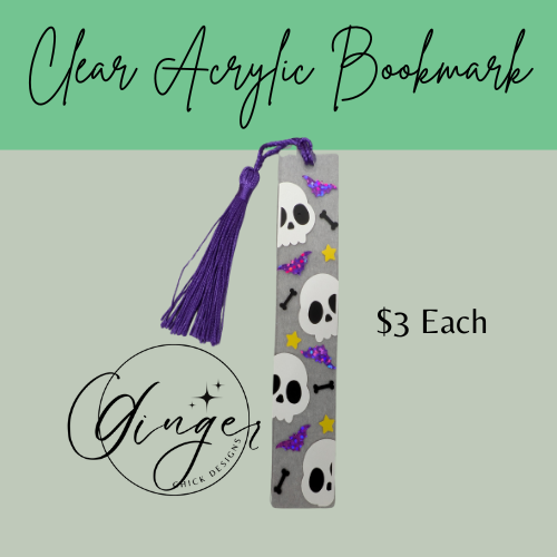 Halloween Skulls Acrylic Bookmarks