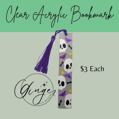Halloween Skulls Acrylic Bookmarks