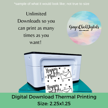 Hearts Happy Mail Thermal Label