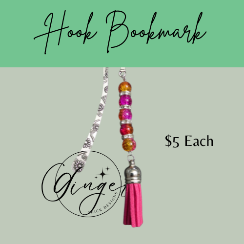 Hot Pink and Orange Tassel Hook Bookmark