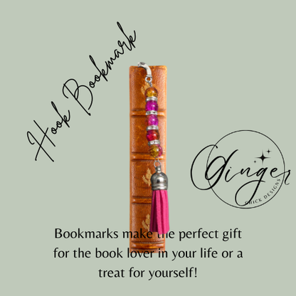 Hot Pink and Orange Tassel Hook Bookmark