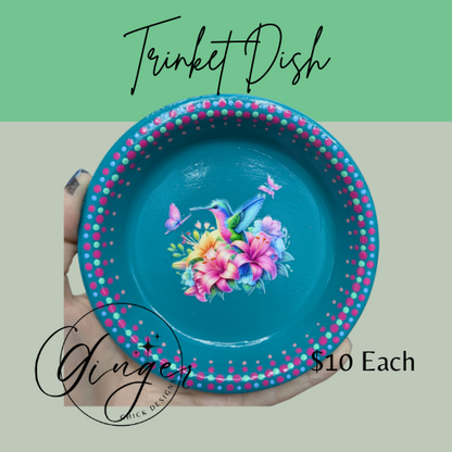 Hummingbird Mixed Media Art Trinket Dish