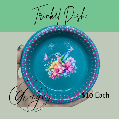 Hummingbird Mixed Media Art Trinket Dish