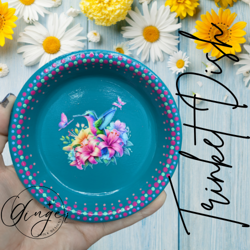 Hummingbird Mixed Media Art Trinket Dish