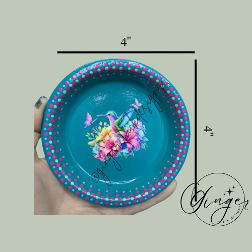 Hummingbird Mixed Media Art Trinket Dish