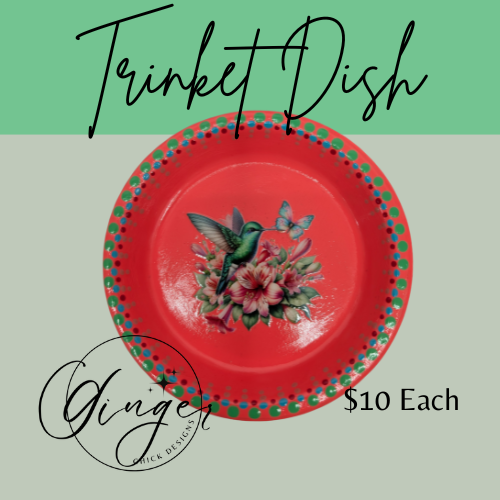 Hummingbird With Lilies Mixed Media Art Trinket Dish