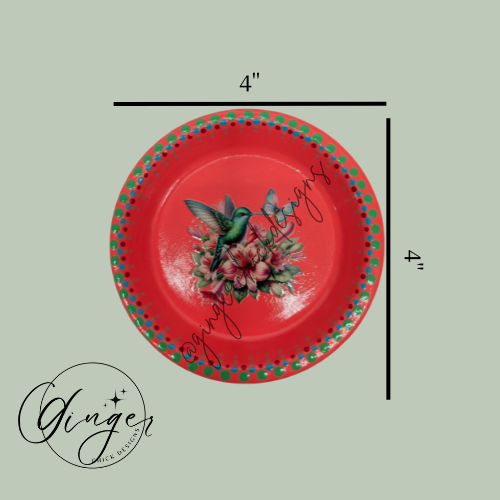 Hummingbird With Lilies Mixed Media Art Trinket Dish