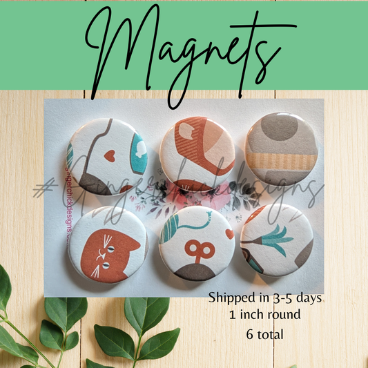 I Love My Cats Button Magnets